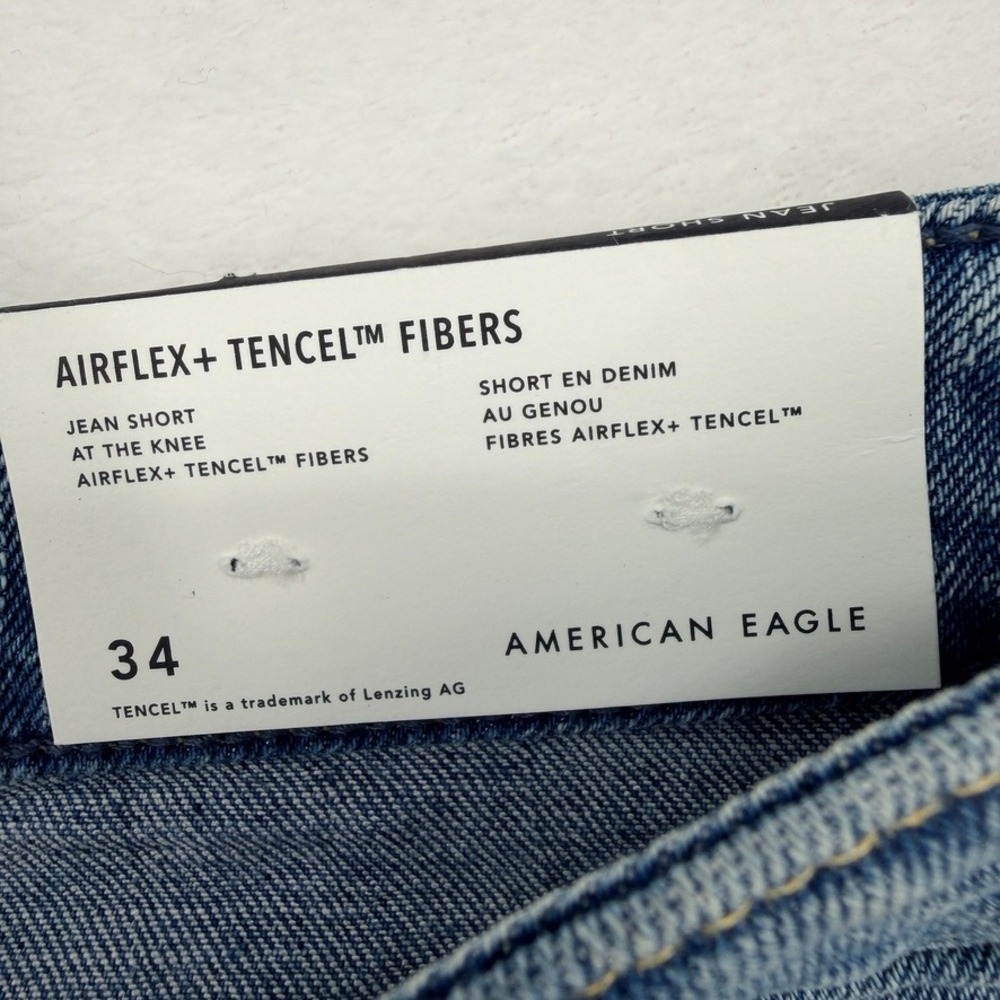 American Eagle AirFlex+ Tencel Distressed Jean Shorts 34 NWT - Picture 7 of 12